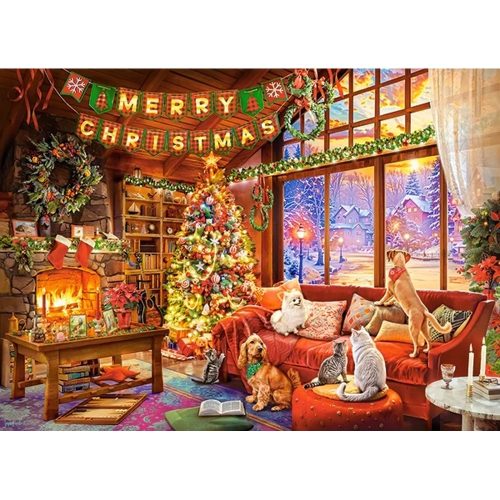 Karácsonyi este háziállatokkal - 300 darabos Puzzle (B-030620)