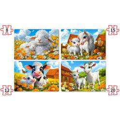 Állatok a farmon - 4x (8,12,15,20) Puzzle (B-041060)