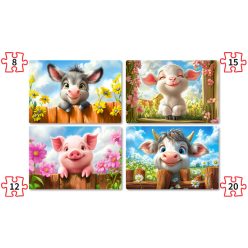 Aranyos állatok - 4x (8,12,15,20) Puzzle (B-041084)