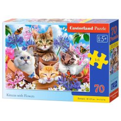 Cicák virágokkal - 70 darabos Puzzle (B-070107)