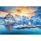 Napkelte Sakrisøy felett - Lofoten, Norvégia - 1000 darabos Puzzle (C-105366-2)