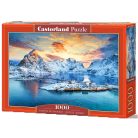 Napkelte Sakrisøy felett - Lofoten, Norvégia - 1000 darabos Puzzle (C-105366-2)