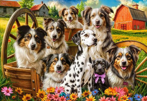 Boldog kutyák a farmon - 1000 darabos Puzzle (C-105410-2)