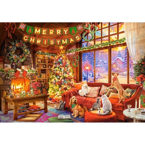 Karácsonyi este háziállatokkal - 1000 darabos Puzzle (C-105588-2)