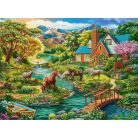 Idilli ház lovakkal - 2000 darabos Puzzle (C-200931-2)