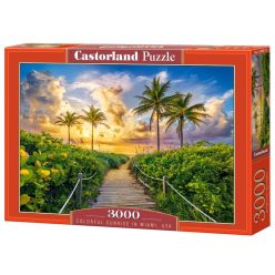   Színes napfelkelte Miamiban, USA - 3000 darabos Puzzle (C-300617-2)