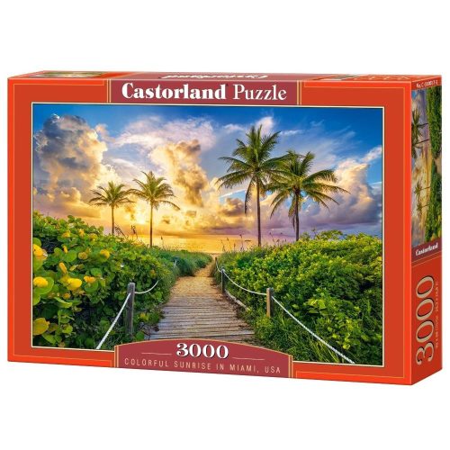 Színes napfelkelte Miamiban, USA - 3000 darabos Puzzle (C-300617-2)